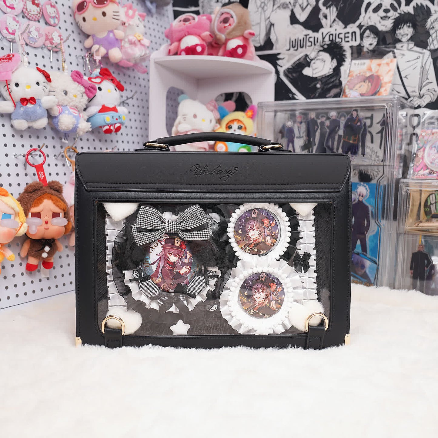 Hu Tao’s Shadow Lace Ita Bag– Large-Capacity Hard Shell Briefcase Ita Bag, Perfect for Conventions, School & Daily Use