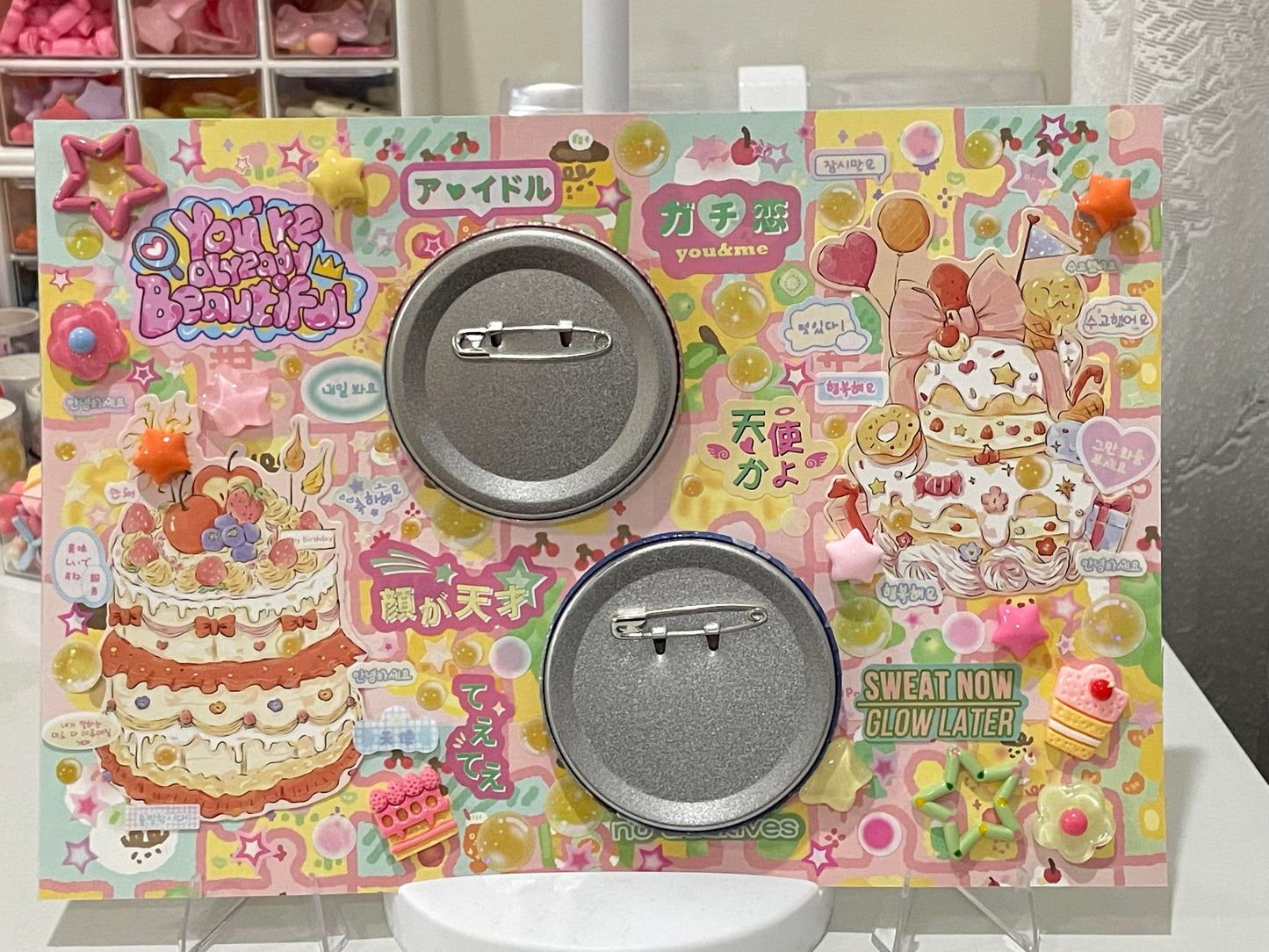 Dopamine Dessert Itabag Display Insert — Holds Two Badges Perfectly — Original Handmade Ita Board