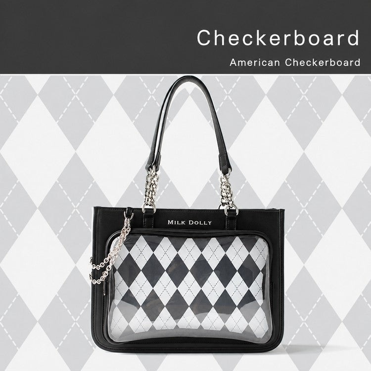 FuyuuNeko Checkered Ita Bag Crossbody, Large Capacity