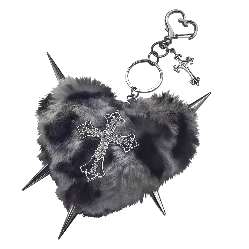 Y2K Plush Heart Bag Charm Keychain