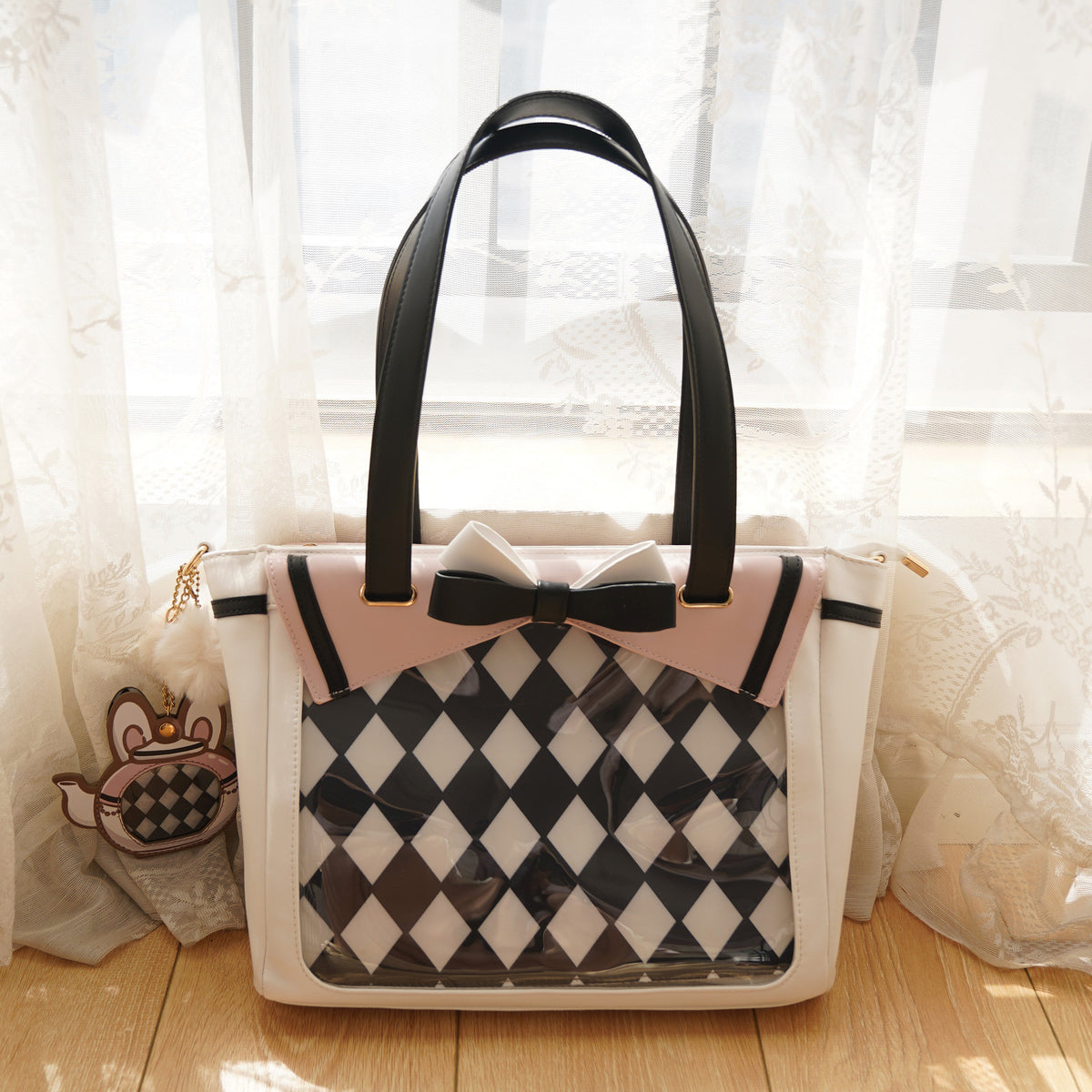 Morning Glory Rabbit Black Tea Crossbody Ita Bag