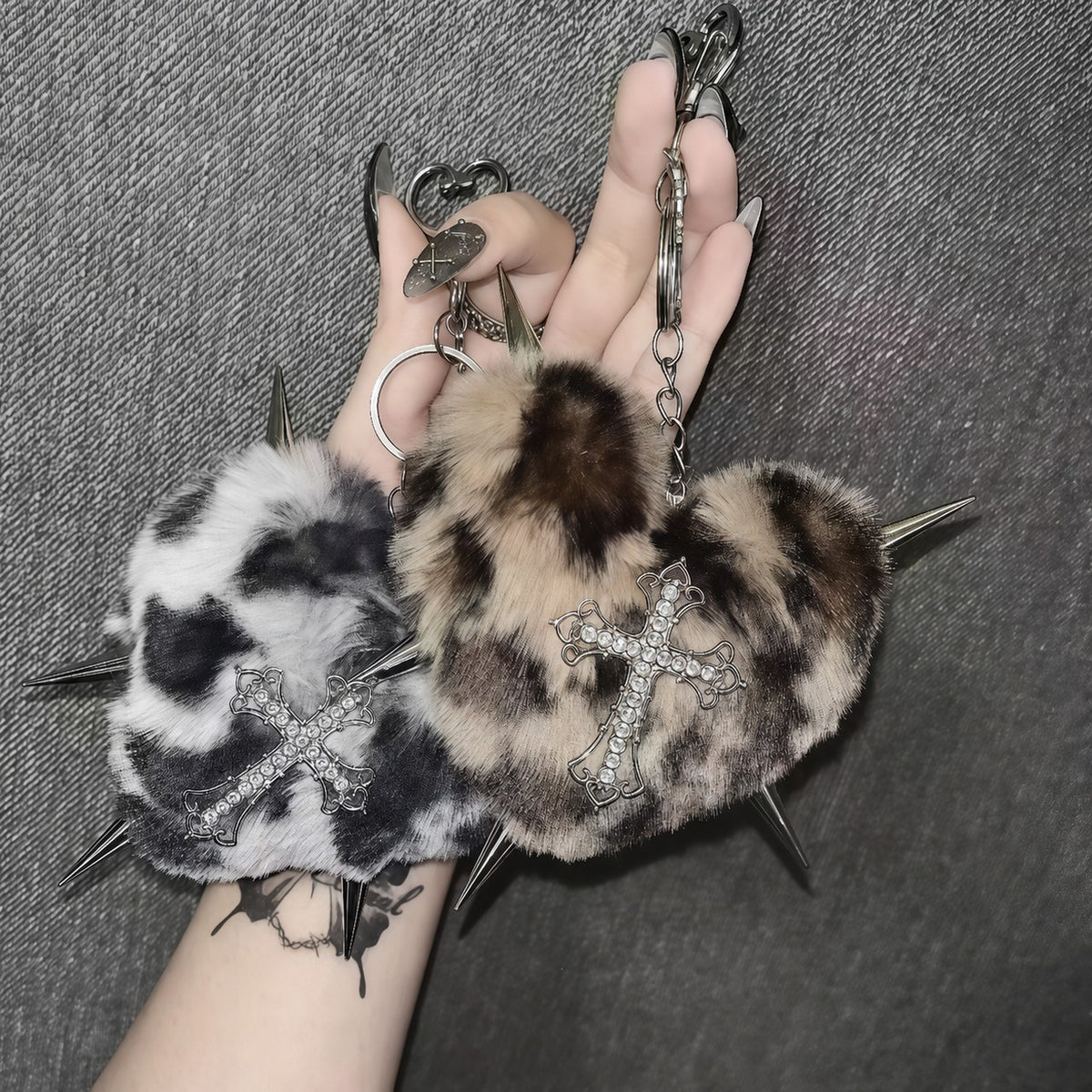 Y2K Plush Heart Bag Charm Keychain