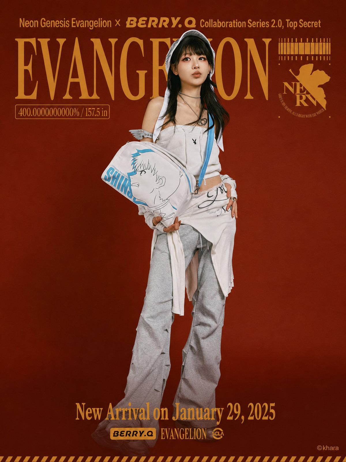 Evangelion x BERRY.Q Character Print Crossbody Bag