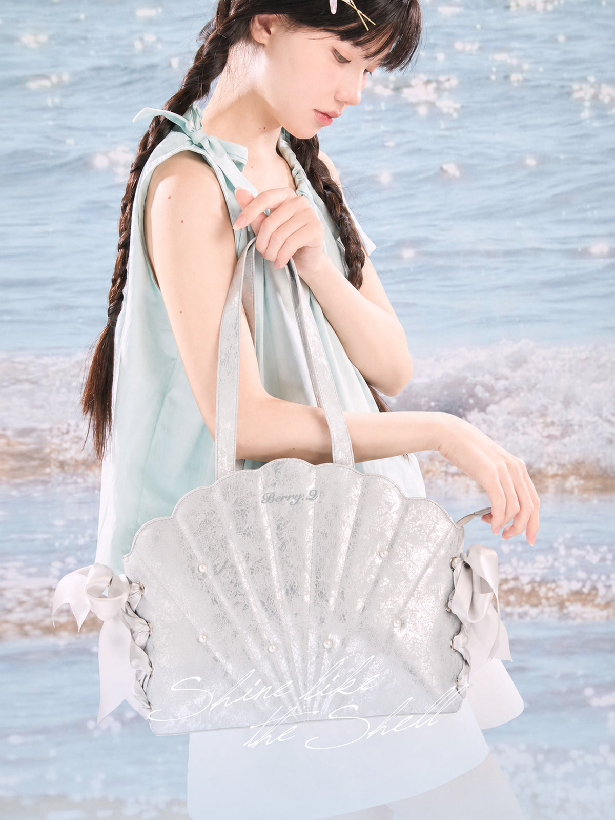 BerryQ Ariel Shell Ita Bag with Pearl Accents