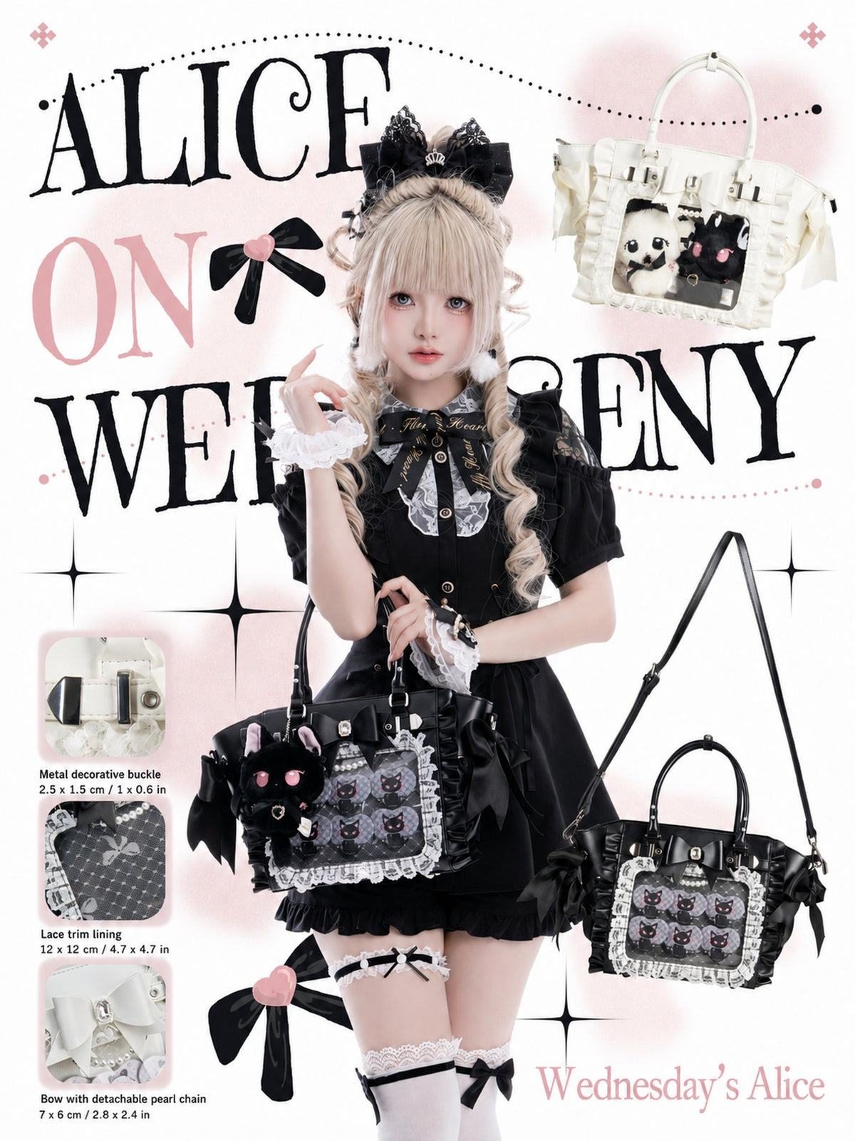 BerryQ x Fluffy Heart Alice on Wednesday Lace Ita Bag