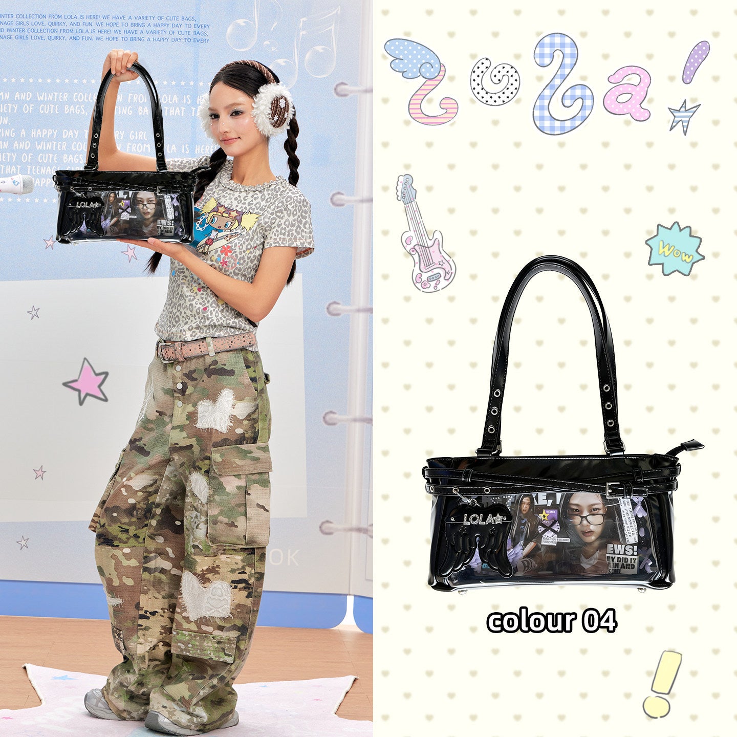 LOLA DESIGN Y2K Crescent Ita Shoulder Bag with Charm