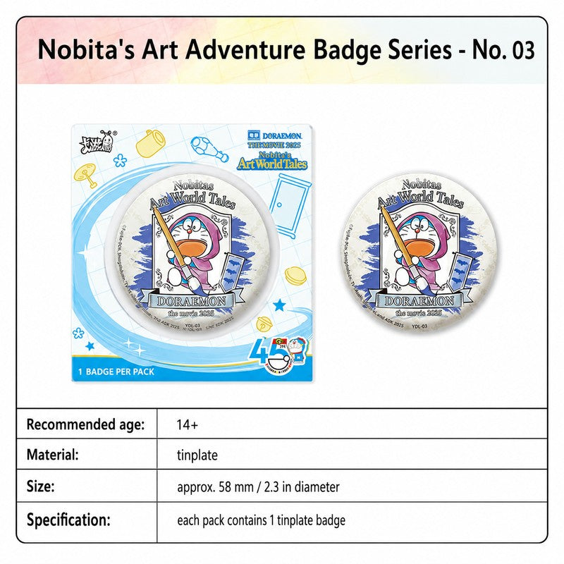 Officially Licensed Doraemon Nobita's Art World Tales Badge
