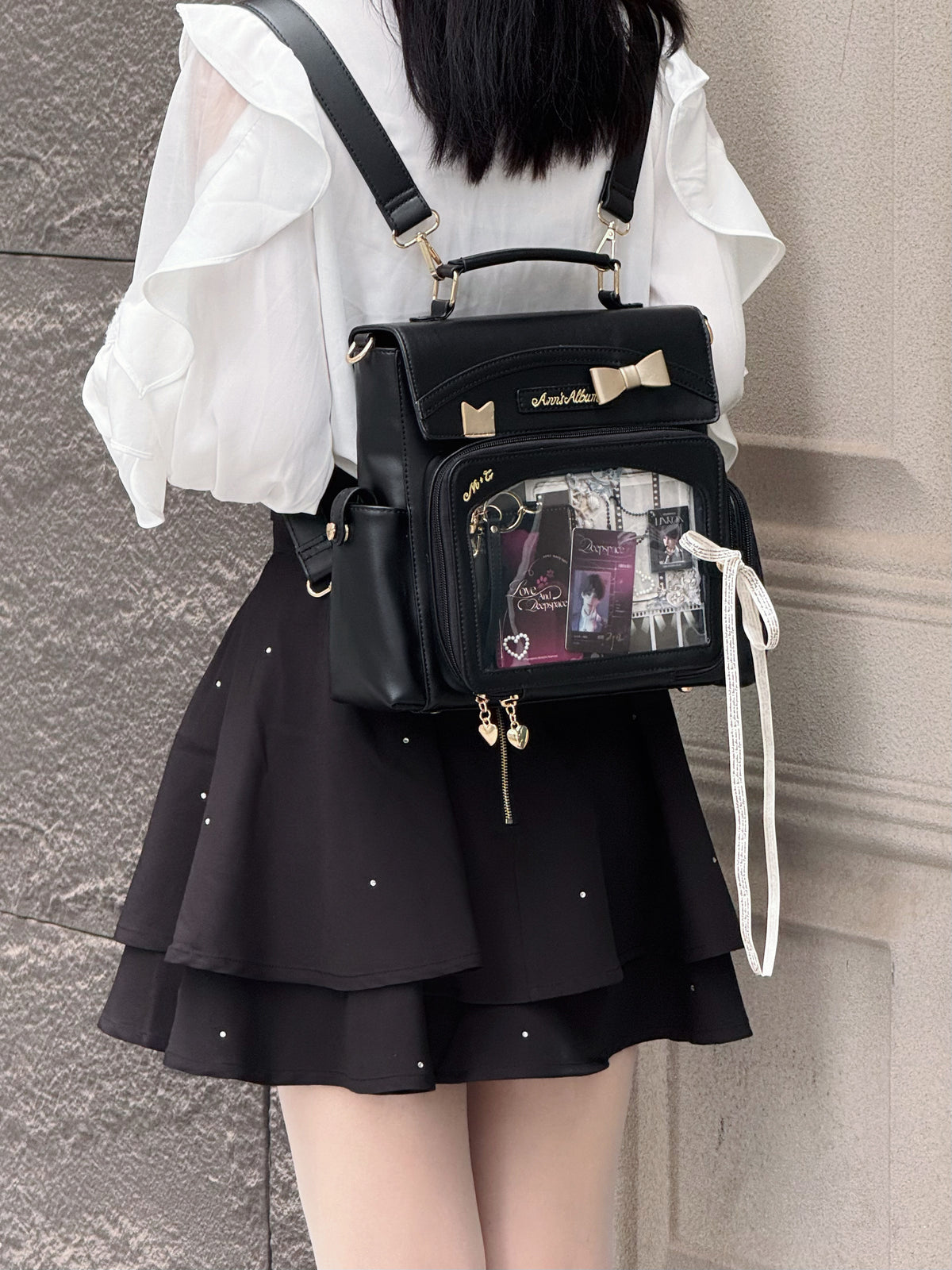 Morning Glory Convertible PU Leather Ita Backpack