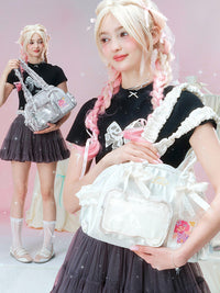 LOLA DESIGN Lace Ita Bag Shoulder Tote for Pins