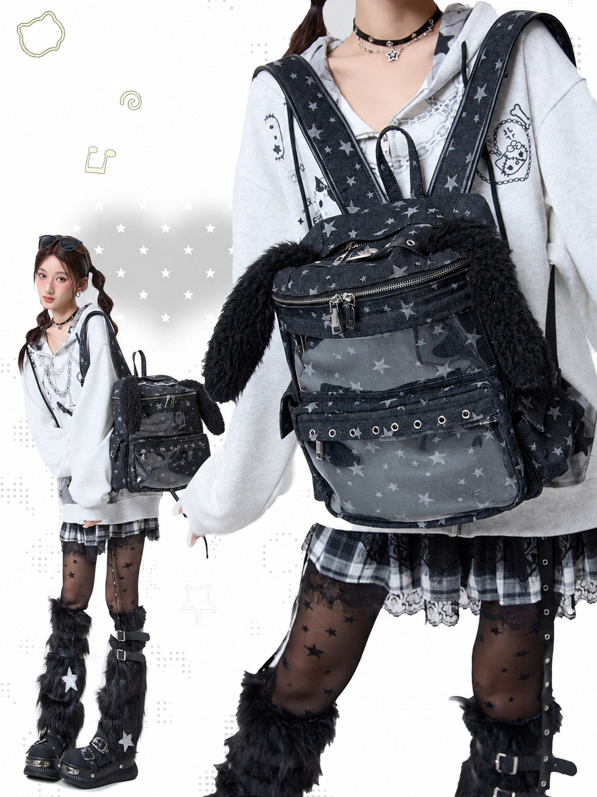 Moogyu Rabbit Ear Brim Black Ita Backpack
