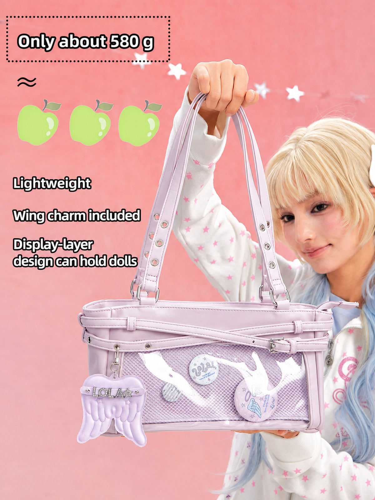 LOLA DESIGN Y2K Crescent Ita Shoulder Bag with Charm