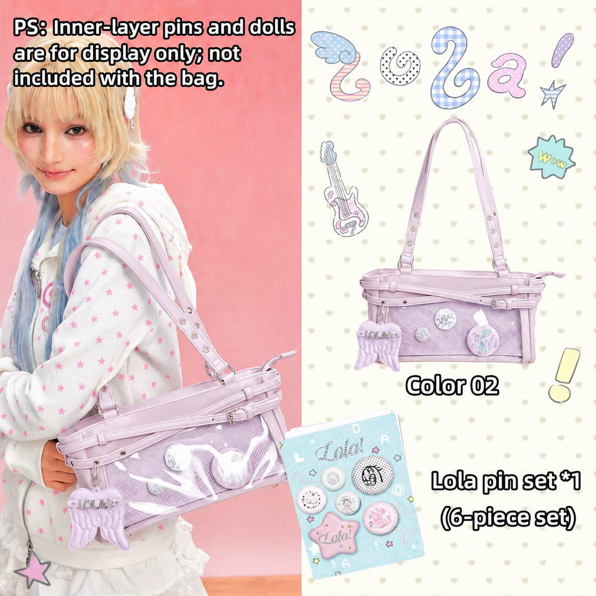 LOLA DESIGN Y2K Crescent Ita Shoulder Bag with Charm