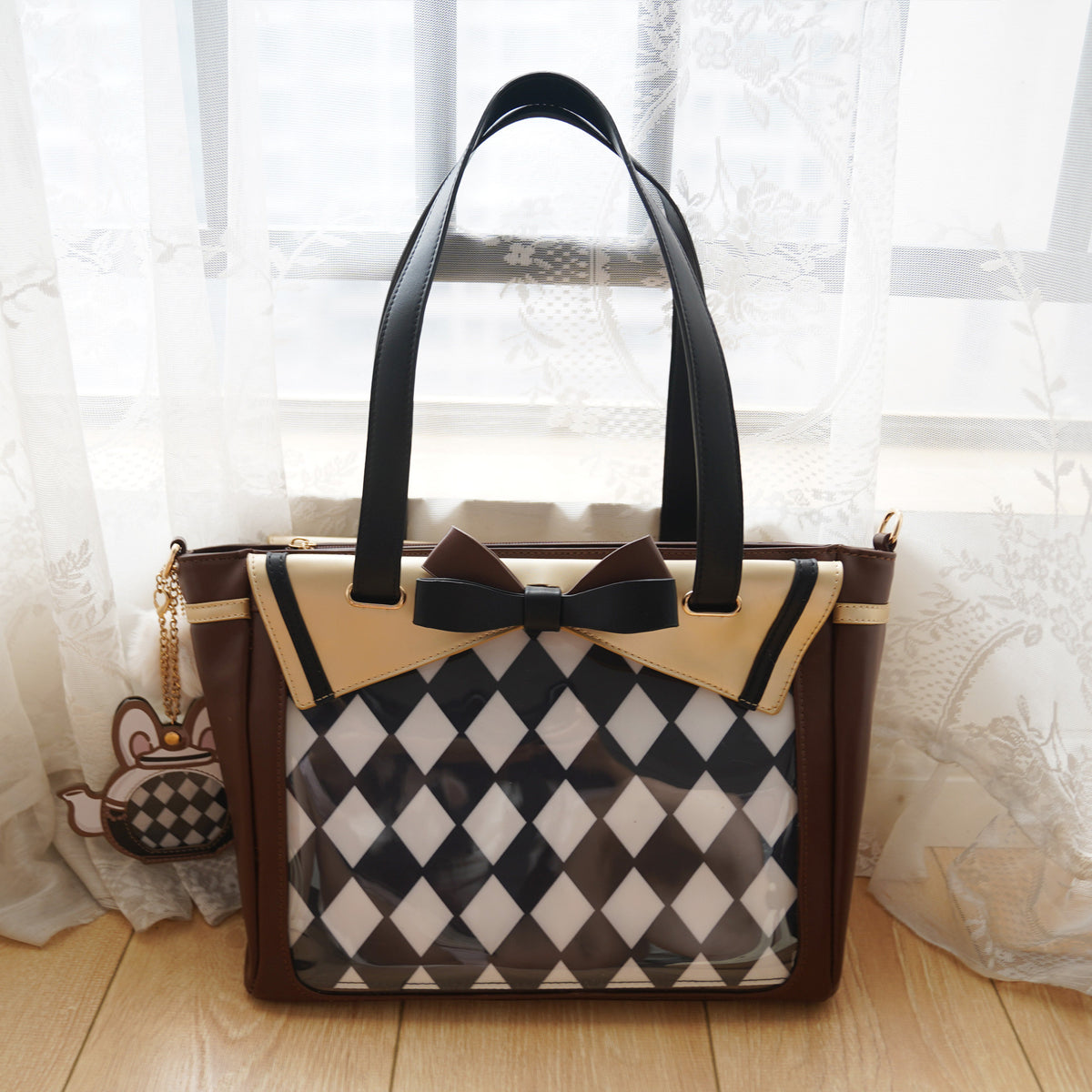 Morning Glory Rabbit Black Tea Crossbody Ita Bag