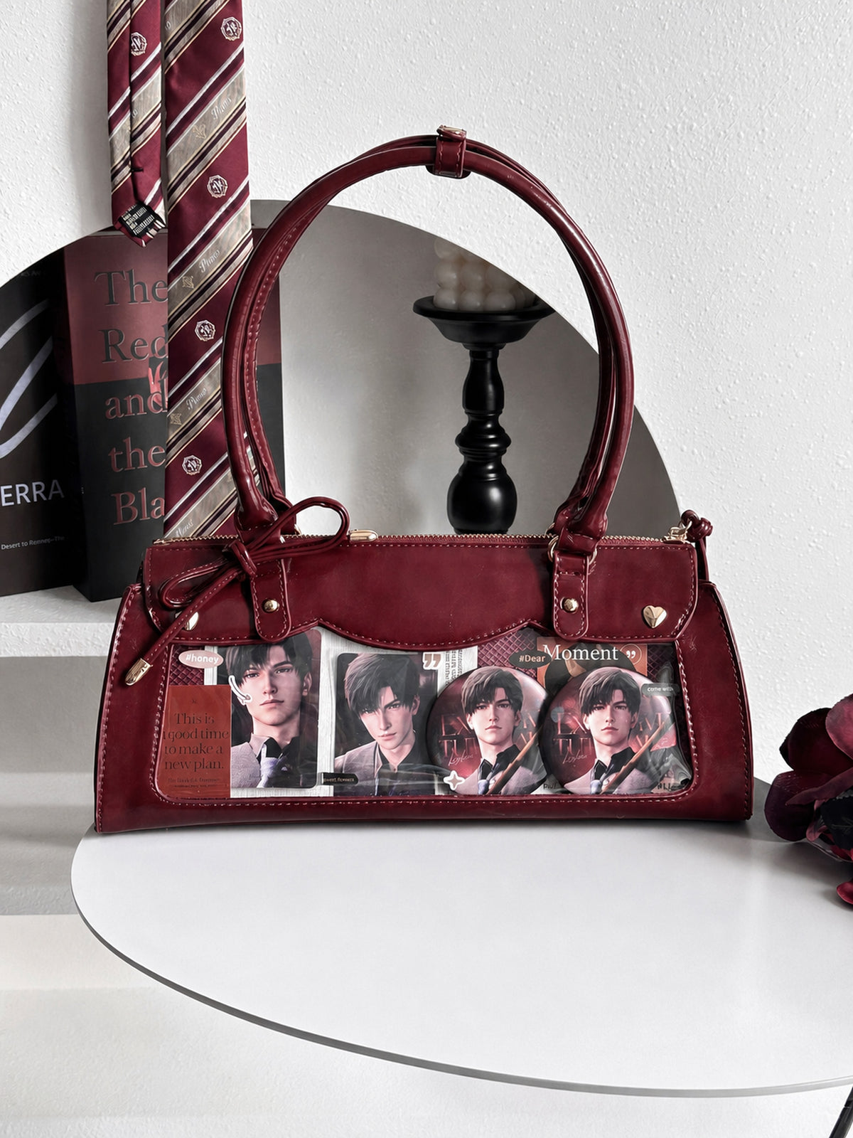 Morning Glory Structured Ita Shoulder Bag with Insert Board