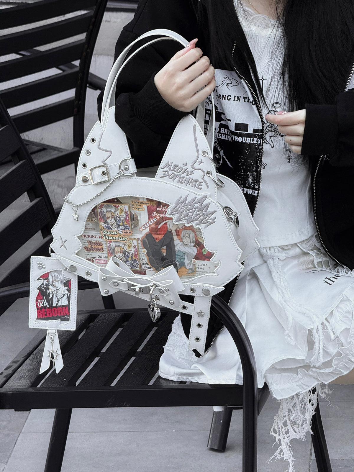 Morning Glory Cat Ita Bag with Adjustable Strap Set