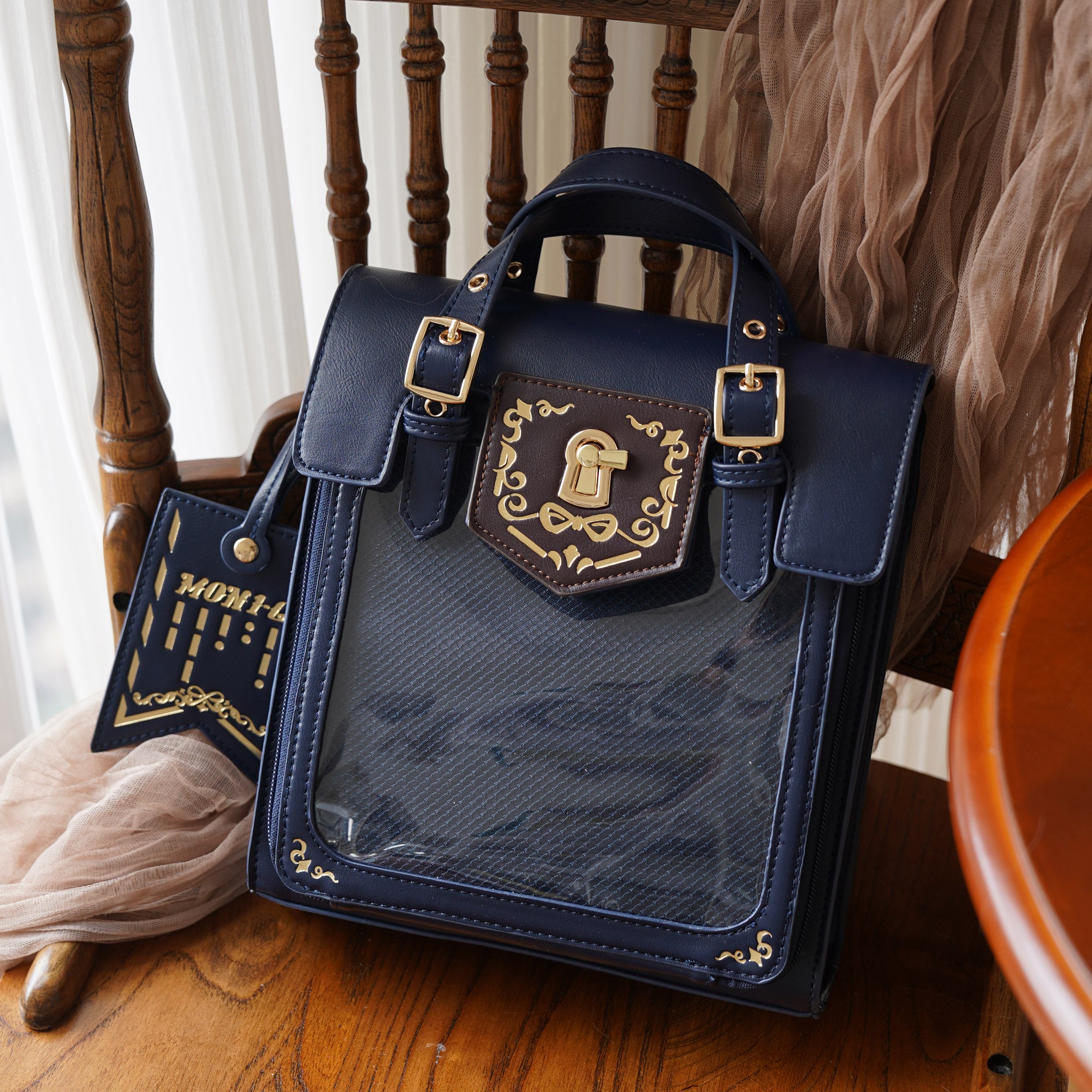 Morning Glory Cute Retro Gold Foil Convertible Ita Bag
