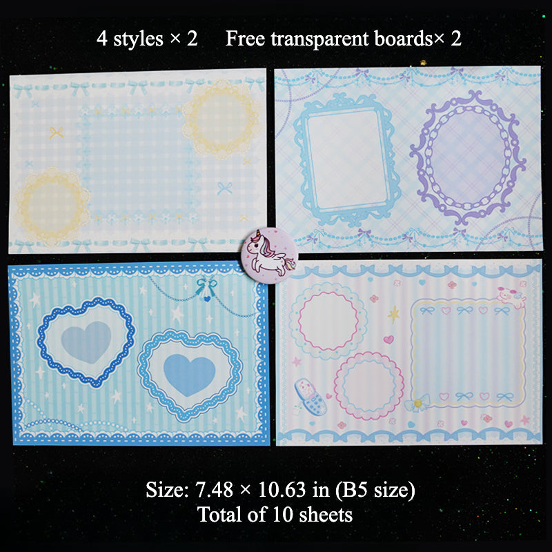 8 Sheets of Background Boards for Ita Bag - Cute Accent Style