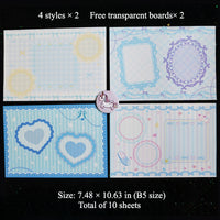 8 Sheets of Background Boards for Ita Bag - Cute Accent Style