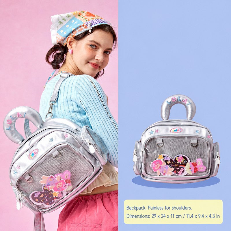LOLA DESIGN Robot Girl Ita Backpack with Clear Panel