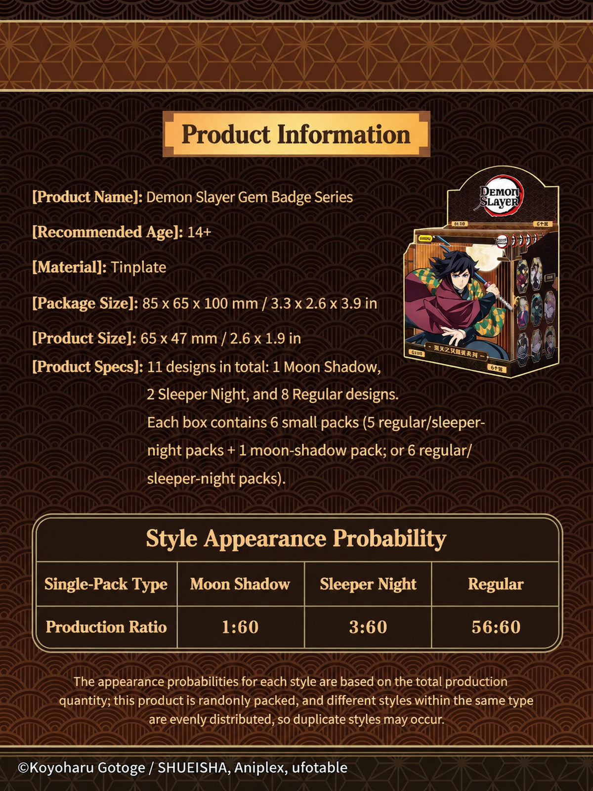 Officially Licensed Demon Slayer Gem Badge Series