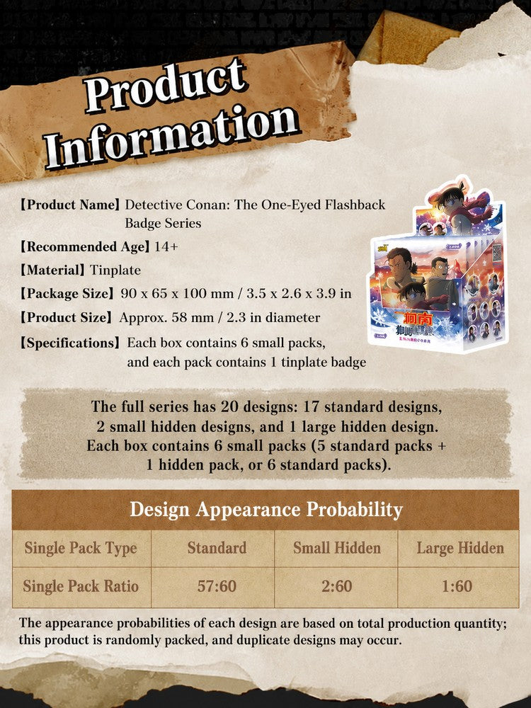 Officially Licensed Detective Conan Tinplate Badge Series