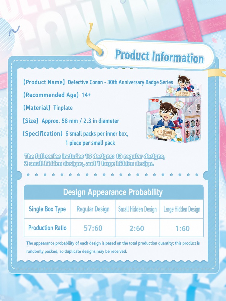 Officially Licensed Detective Conan 30th Anniversary Badges