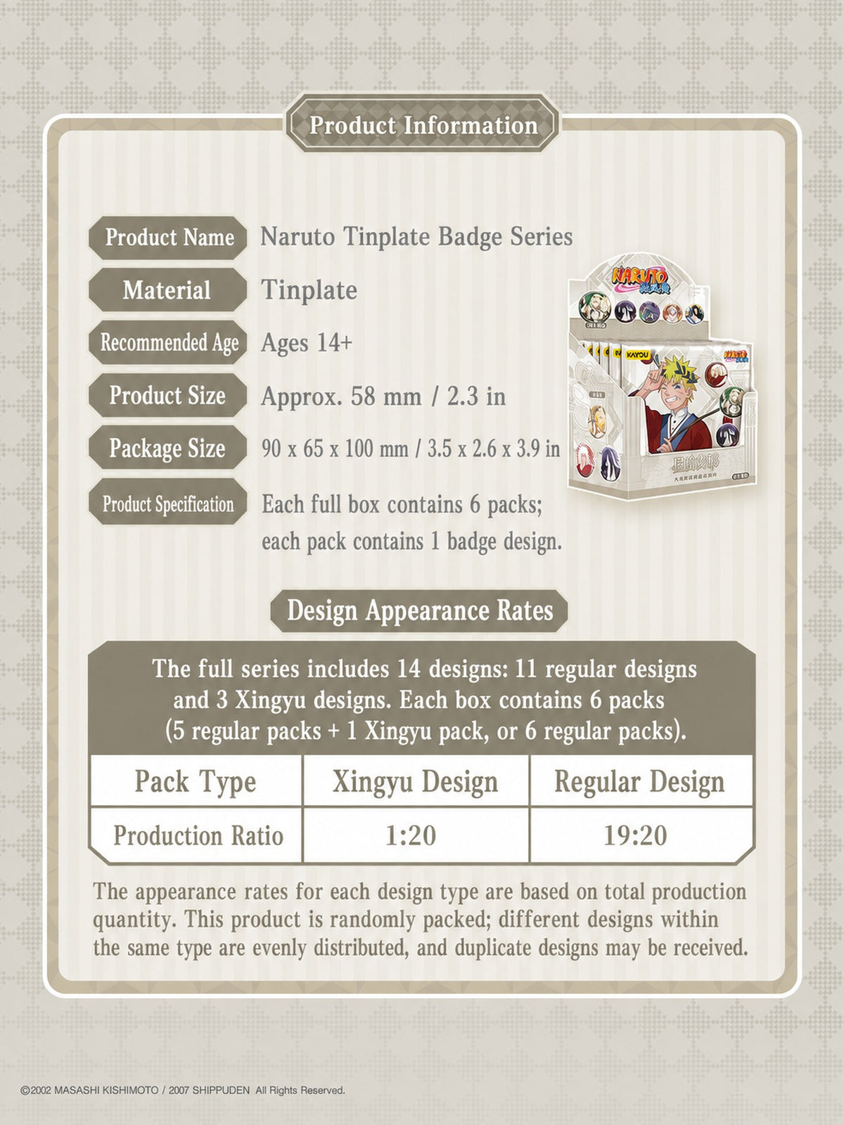 Officially Licensed Naruto Tinplate Badge Series - Wave 6
