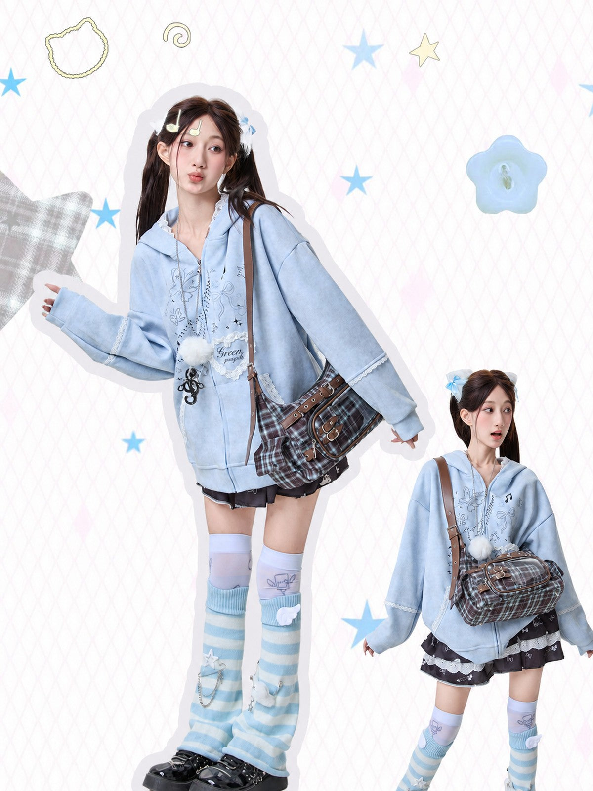 Moogyu Plaid Ita Bag, Large-Capacity Shoulder Bag
