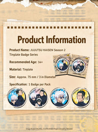 Officially Licensed Jujutsu Kaisen Season 2 Tin Badge