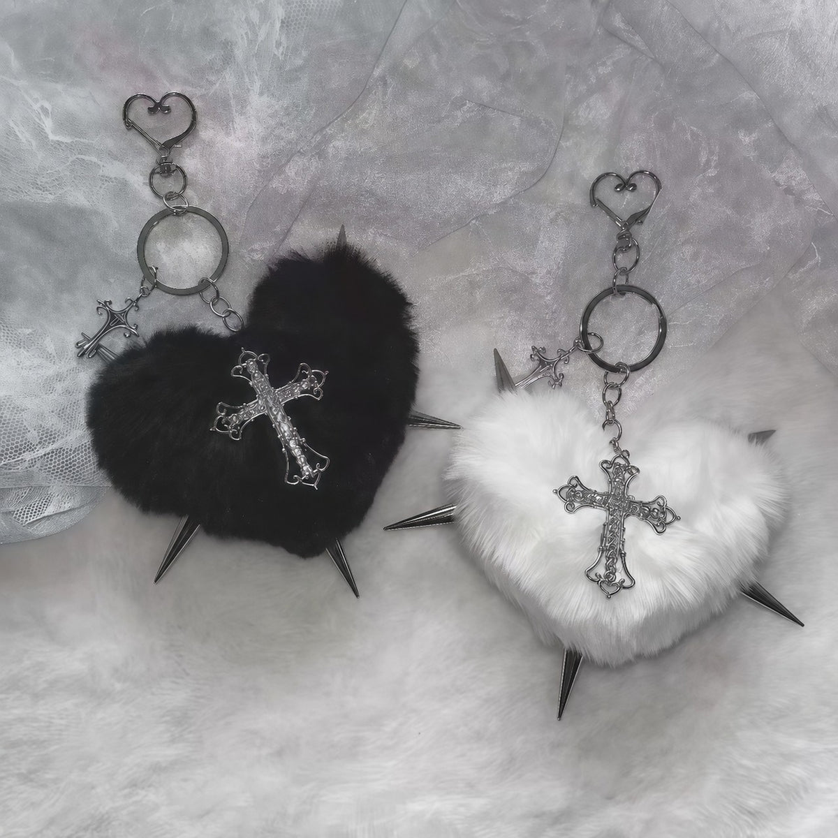 Y2K Plush Heart Bag Charm Keychain