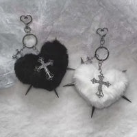 Y2K Plush Heart Bag Charm Keychain