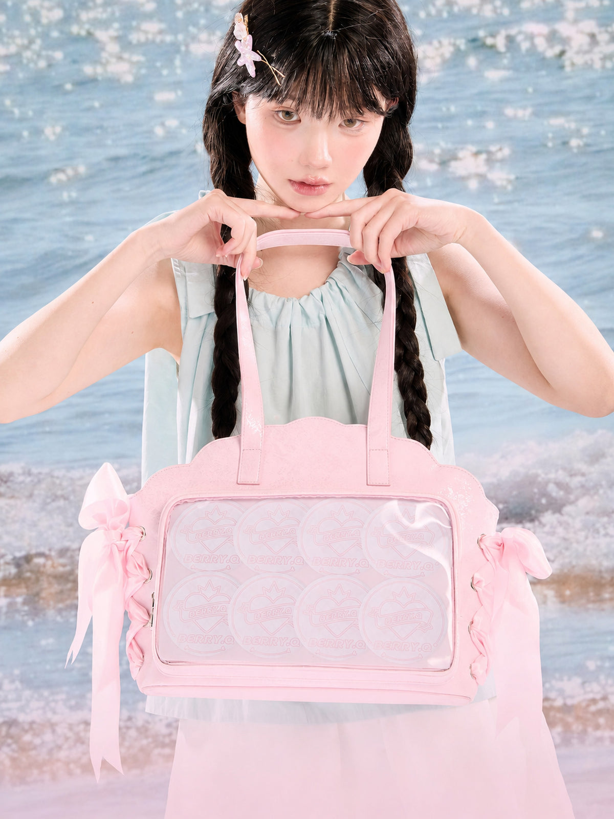 BerryQ Ariel Shell Ita Bag with Pearl Accents