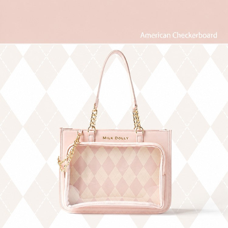 FuyuuNeko Checkered Ita Bag Crossbody, Large Capacity