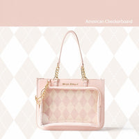 FuyuuNeko Checkered Ita Bag Crossbody, Large Capacity