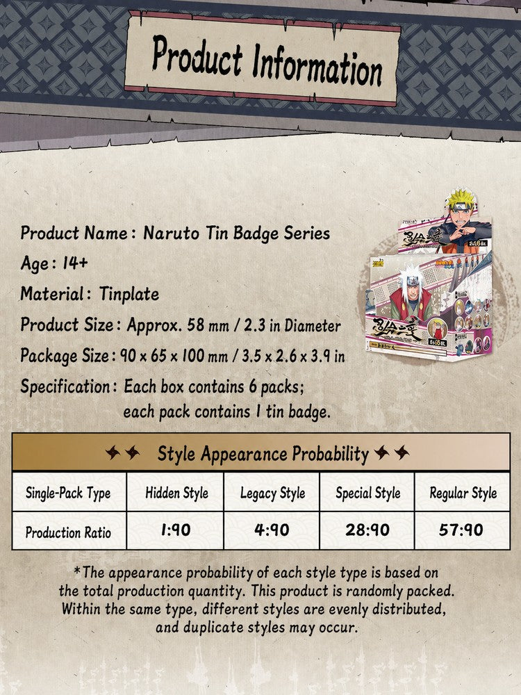 Officially Licensed Naruto Shippuden Tin Badge Blind Pack