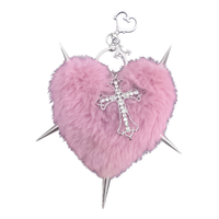 Y2K Plush Heart Bag Charm Keychain