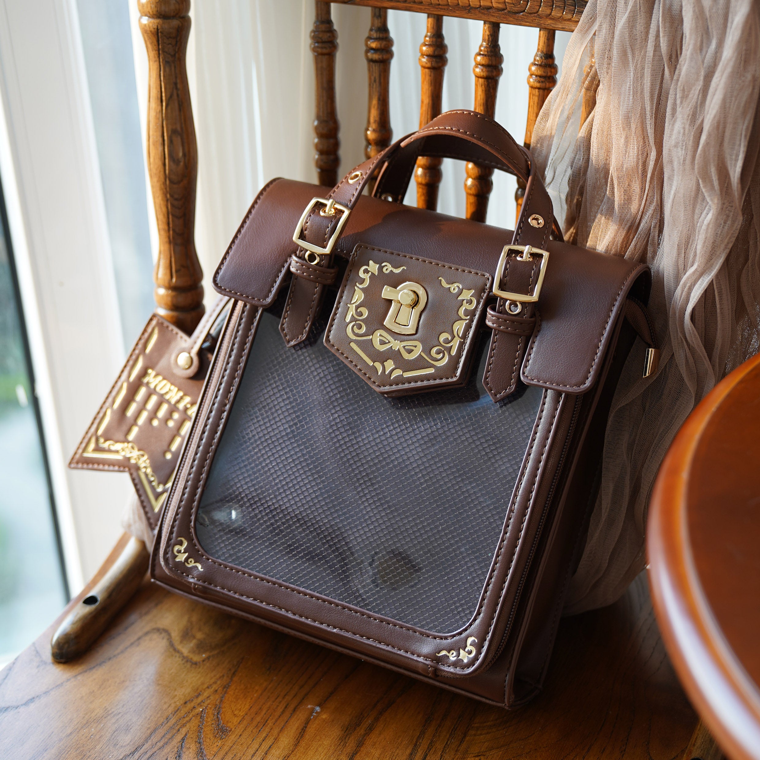 Morning Glory Cute Retro Gold Foil Convertible Ita Bag