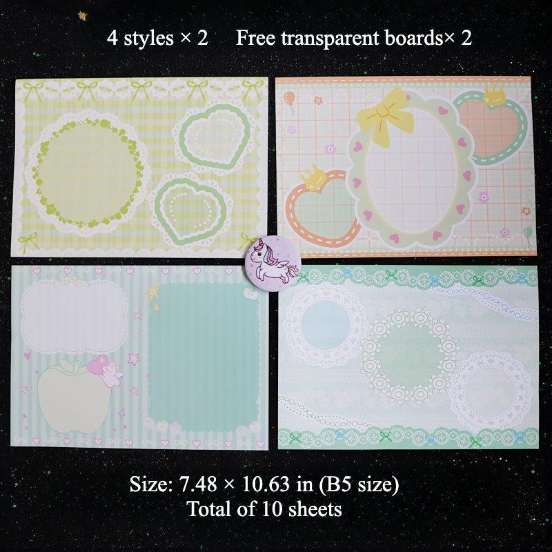 8 Sheets of Background Boards for Ita Bag - Cute Accent Style