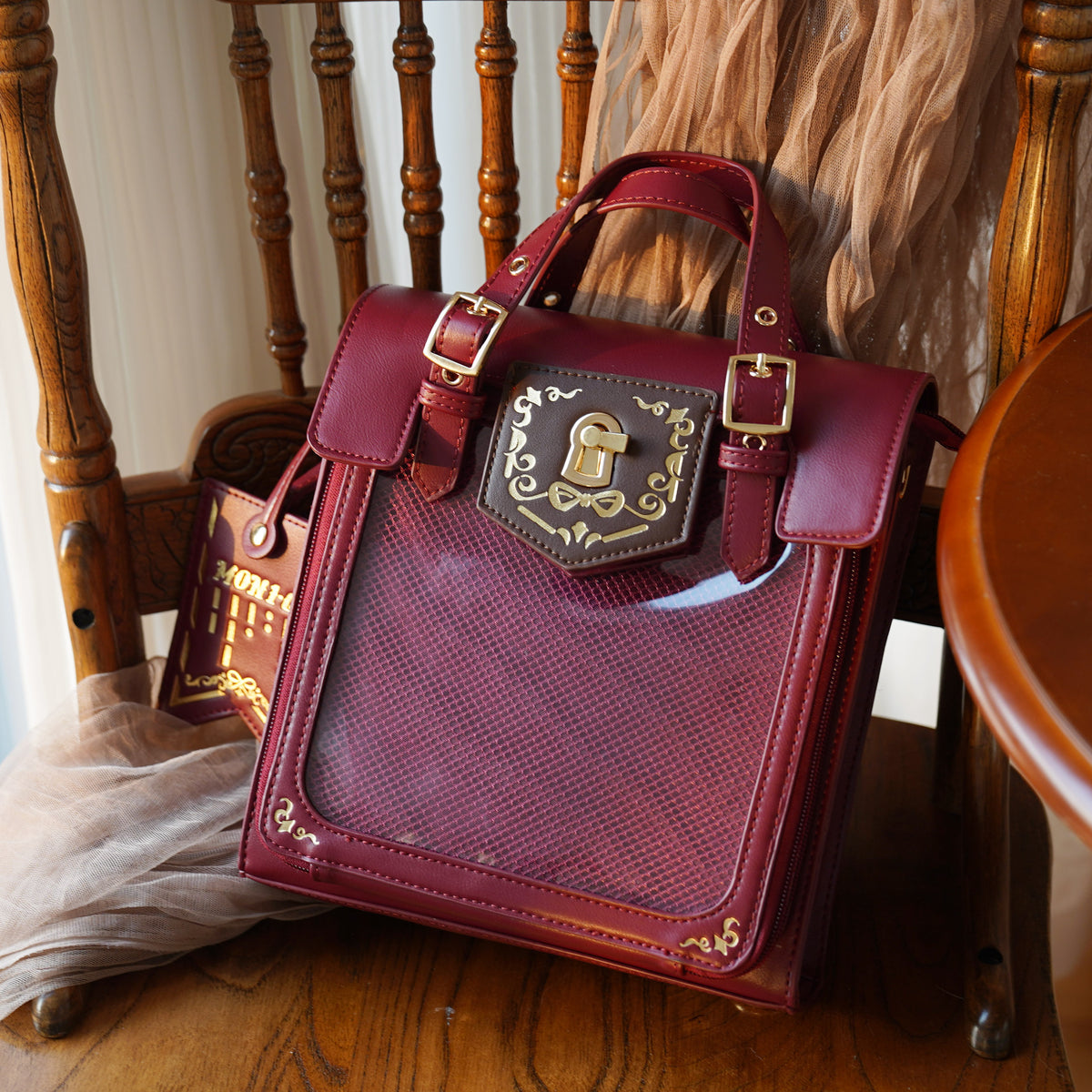 Morning Glory Cute Retro Gold Foil Convertible Ita Bag