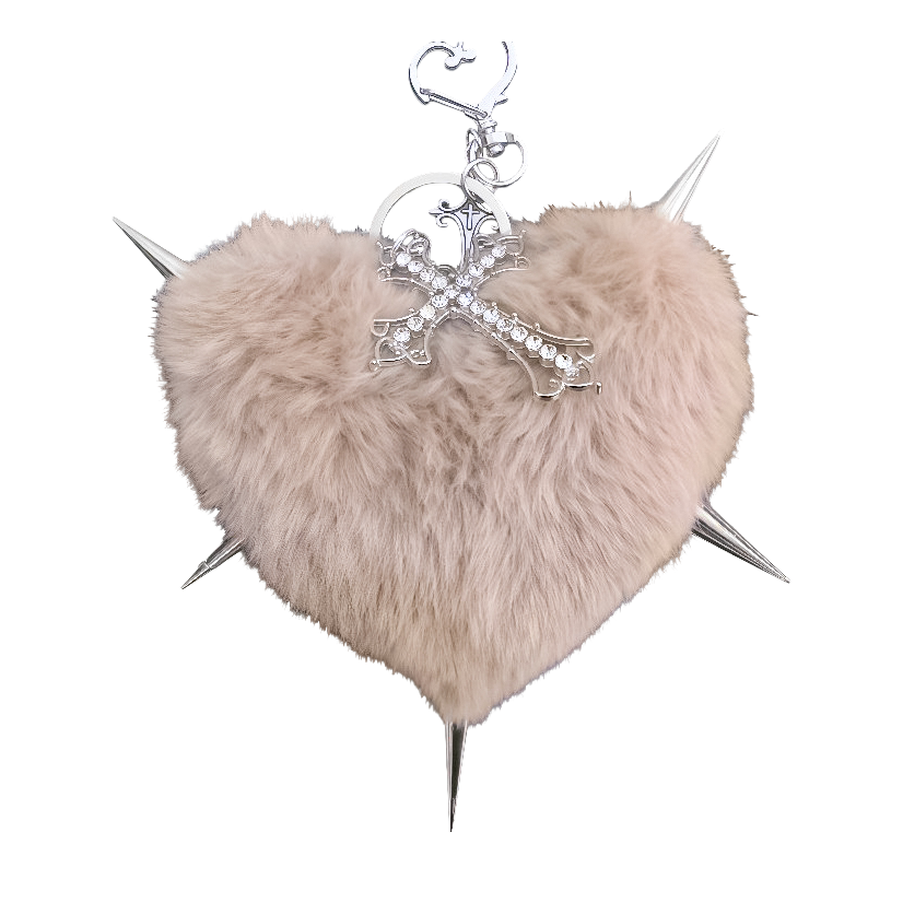 Y2K Plush Heart Bag Charm Keychain