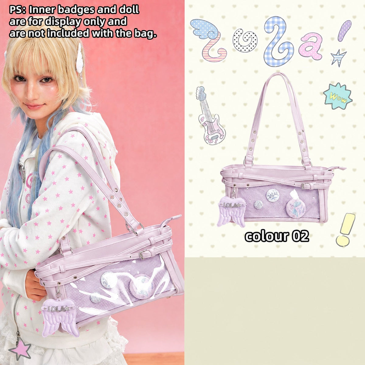 LOLA DESIGN Y2K Crescent Ita Shoulder Bag with Charm