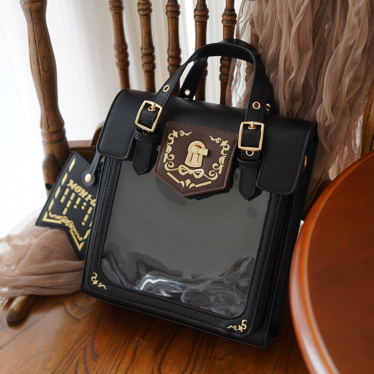 Morning Glory Cute Retro Gold Foil Convertible Ita Bag