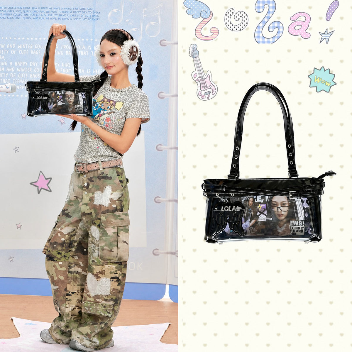 LOLA DESIGN Y2K Crescent Ita Shoulder Bag with Charm