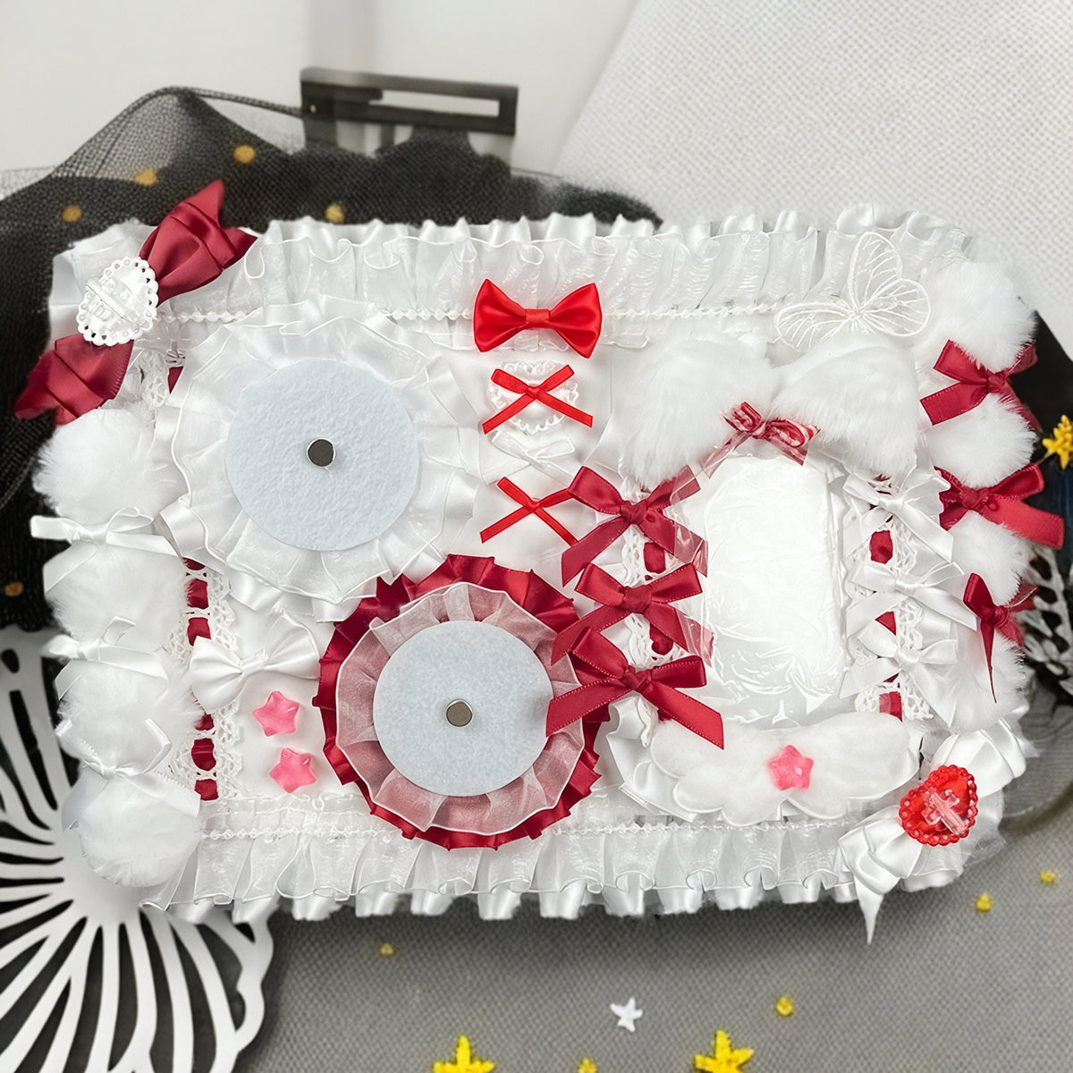 (Custom size) Enchanted Ribbon Itabag Display Insert - Holds 2 Badges and 1 Photocard Perfectly-Finished Ita Board Original Handmade