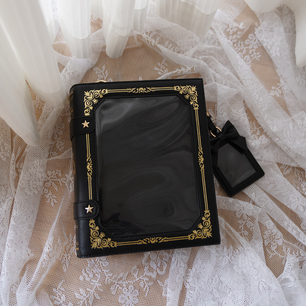 Morning Glory Magic Book Ita Bag, PU Gold Foil Crossbody