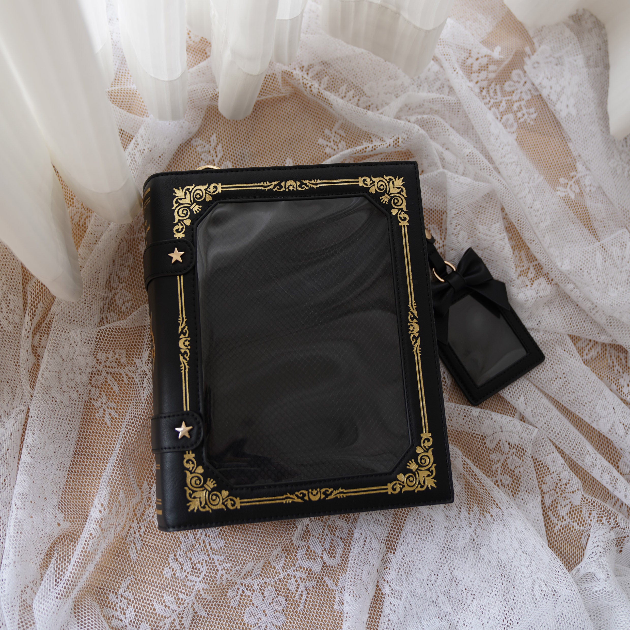 Morning Glory Magic Book Ita Bag, PU Gold Foil Crossbody