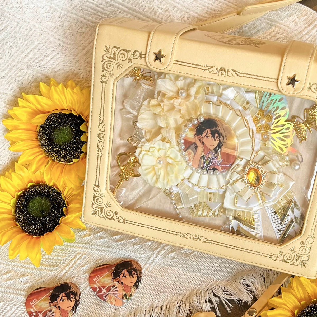 Morning Glory Magic Book Ita Bag, PU Gold Foil Crossbody