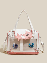Large Capacity Cream Itabg Casual Student Commuter Shoulder Crossbody Bag