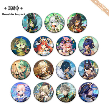 [Official Genshin Impact] Character Badge –  2.28inches(58mm) – Furina & Kaedehara Kazuha – Genshin Themed Series