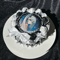 Handmade Lolita Rose Cake Badge Holder – Ita Bag Decoration Base for 2.28-2.95 inch (58mm-75mm) Badges